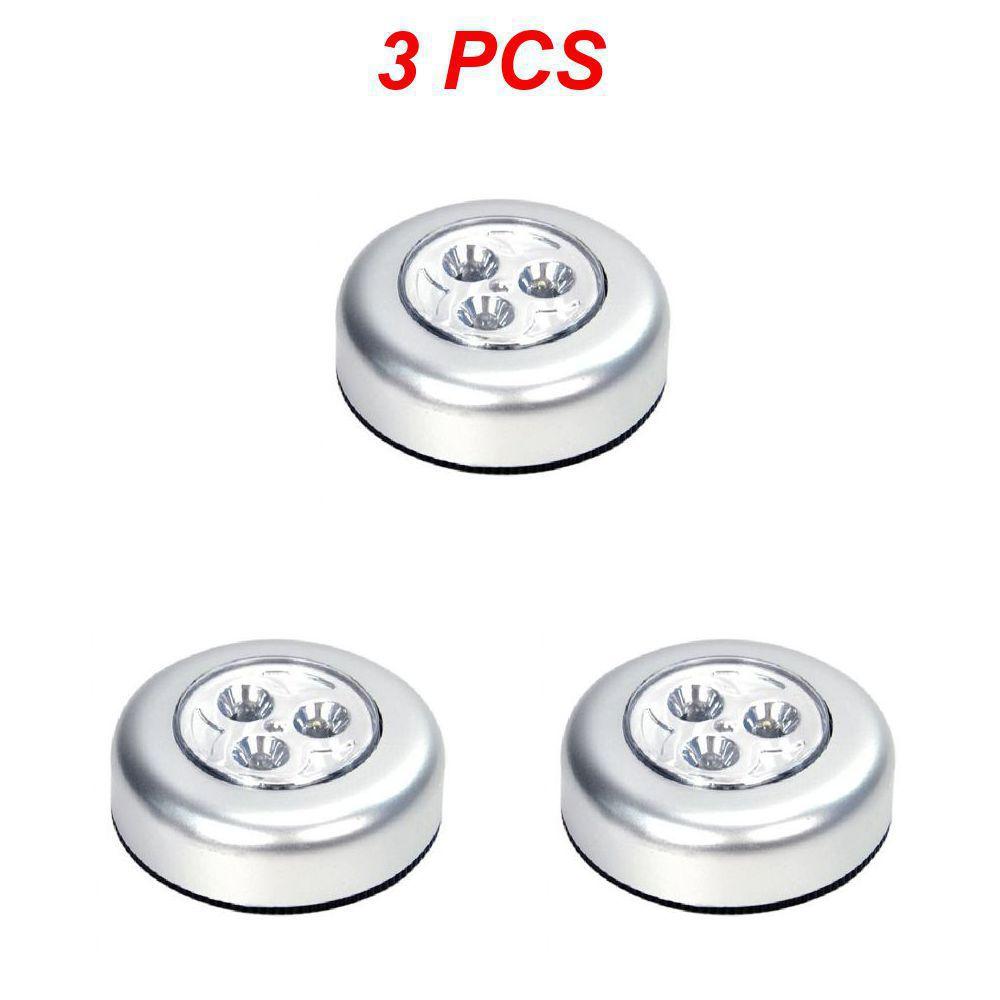 

3 светодиодных ночника под шкафом, круглый светодиодный светильник, беспроводной настенный светильник, сенсорный датчик, прикроватная лампа для чтения для кухни, спальни