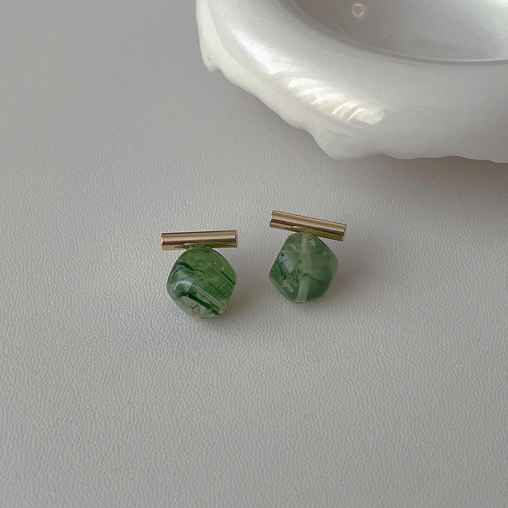 

Серьги-пусеты из металла и смолы с геометрическим дизайном для меньшинств - Женские пусеты с серебряной иглой S925 зелёный