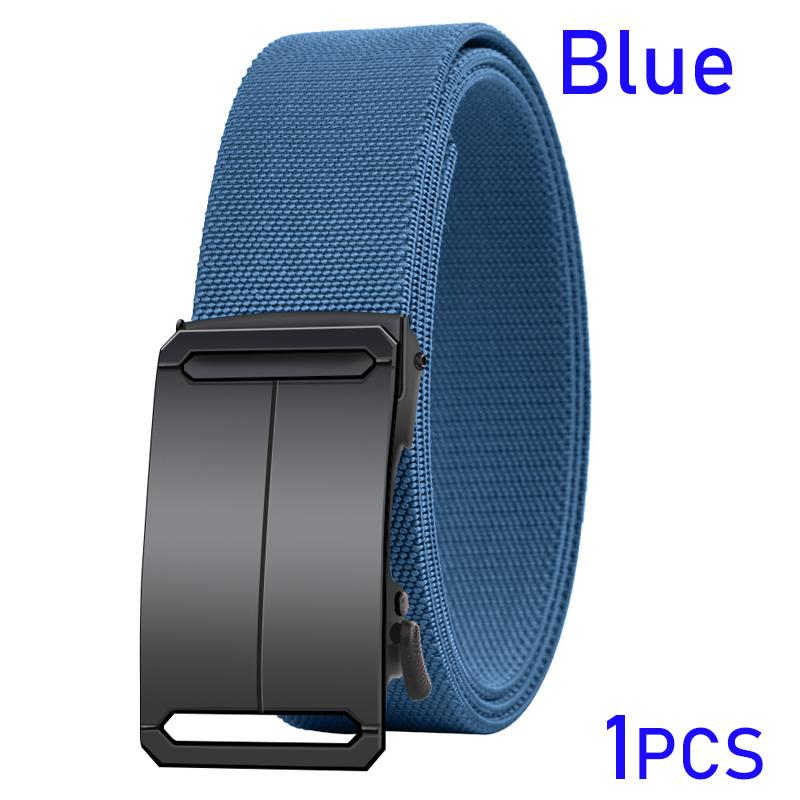 Metal Automatic Buckle Elastic Canvas Belt for Men Durable Stretch Tactical Waistband for Outdoor Training, Hunting Casual Pants
