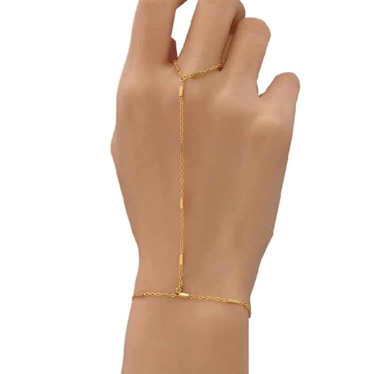 Minimalist Gold Plated Hand Chain Bracelet Zinc Alloy Stackable Jewelry Stylish Wrist Accessory For Daily Occasions