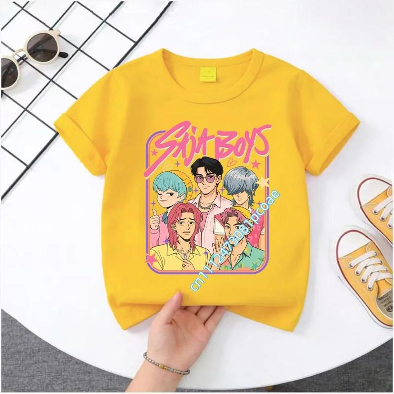 Kpop Demon Hunters Children's T Shirt Women Short Sleeve Saja Boys Kids Tee Kpop Demon Hunters TshirtBoys Girls Family Clothing