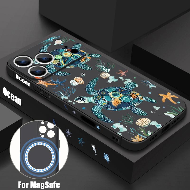 Magnetic For Magsafe Case For iPhone 17 Pro Max Blues Jellyfish Print Soft Silicone Phone Back Cover For iPhone 16 15 14 13 Pro Max 16e 17e