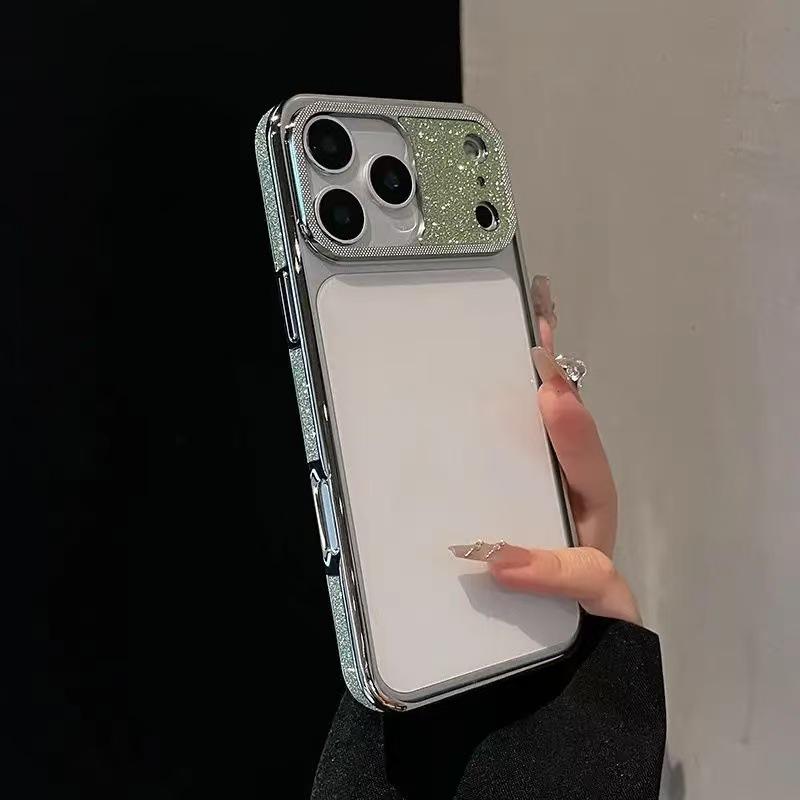 Applicable Apple 13-17 Phone Case: Transparent Back, Electroplated Glitter Edge, Drop-Proof Design for Men & Women