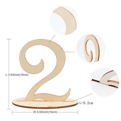 10Pcs 1-10/11-20 Wooden Table Numbers Set With Base Birthday Wedding Party