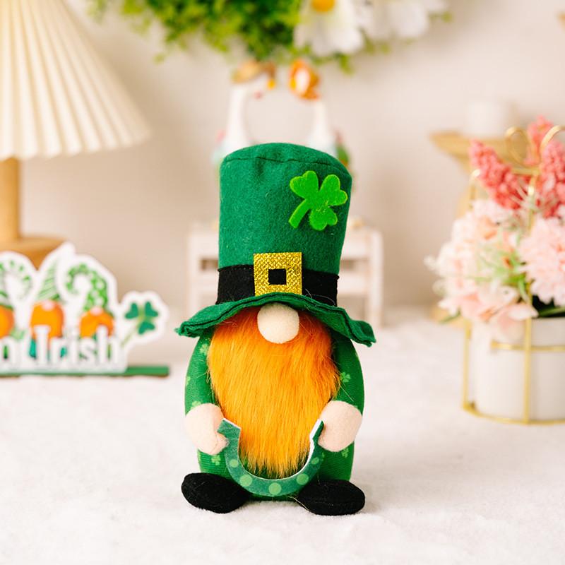 Festival Leaf Green Decorative Gnome Figurine With Striped Design Perfect Celebrations For
