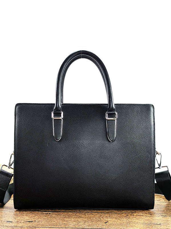 Men's High-End Genuine Leather Briefcase with Anti-Theft Fingerprint Lock - Single Shoulder Crossbody Business Handbag