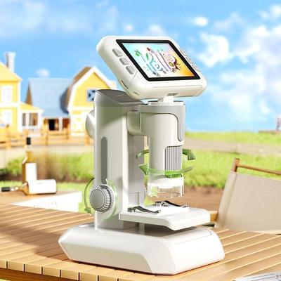 Kids Microscope Education 100x-1600x with Light Learning Toy Outdoor Glass Interactive for Children