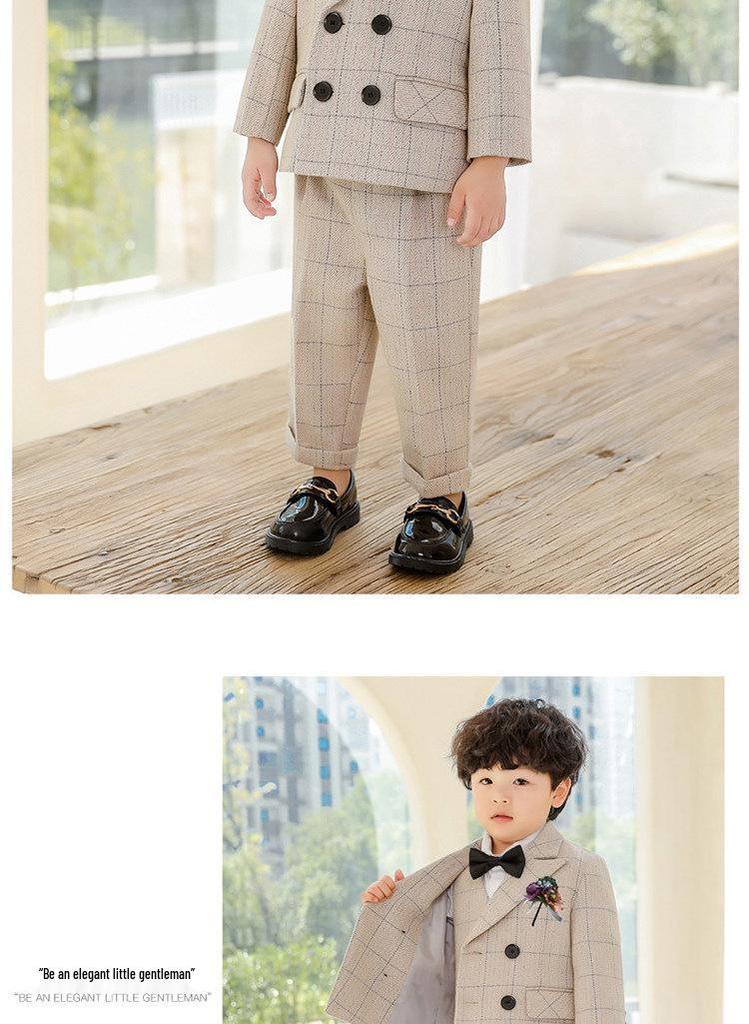 Children's Formal Suit: Flower Boy Autumn-Winter Velvet British Style for First Birthday or Performances.