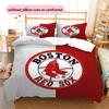 Boston Red Sox Pattern Bedding Quilt Set  Home Decoration  Gift (1 * Duvet Cover + 2 * Pillowcase  Without Core)