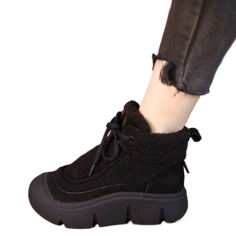 Fashion Warm Thick Cotton Boots for Women in Winter Versatile Fashionable Simple Comfortable High Top Anti Slip Cotton Shoes for Women