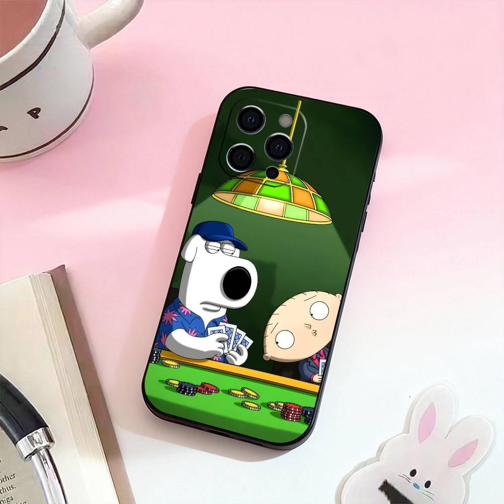 Cartoon F-Family Funny Guy Phone Case For iPhone 17,16,15,14,13,12,11 Plus,Pro Max,Soft Silicone Black Cover