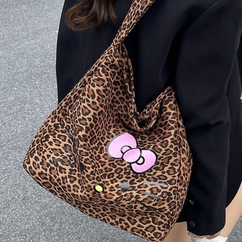 New Trendy Leopard Print Large-capacity Tote Bag Versatile Shoulder Messenger Bag, Student Class Canvas Trendy Bag