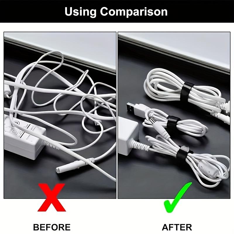 70 buc. Legături de cablu cu scai de culoare mixtă - Organizator de cabluri din material durabil pentru casă și birou, design vibrant în dungi, fixare sigură cu buclă