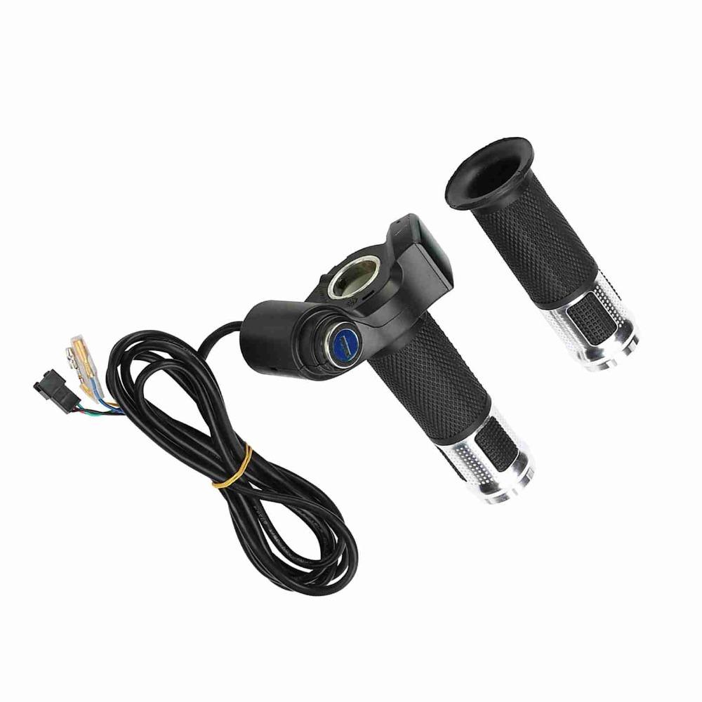 Длинный кабель ручки газа с цифровым дисплеем и замком для электрического самоката, электрического велосипеда, мотоцикла серебряный