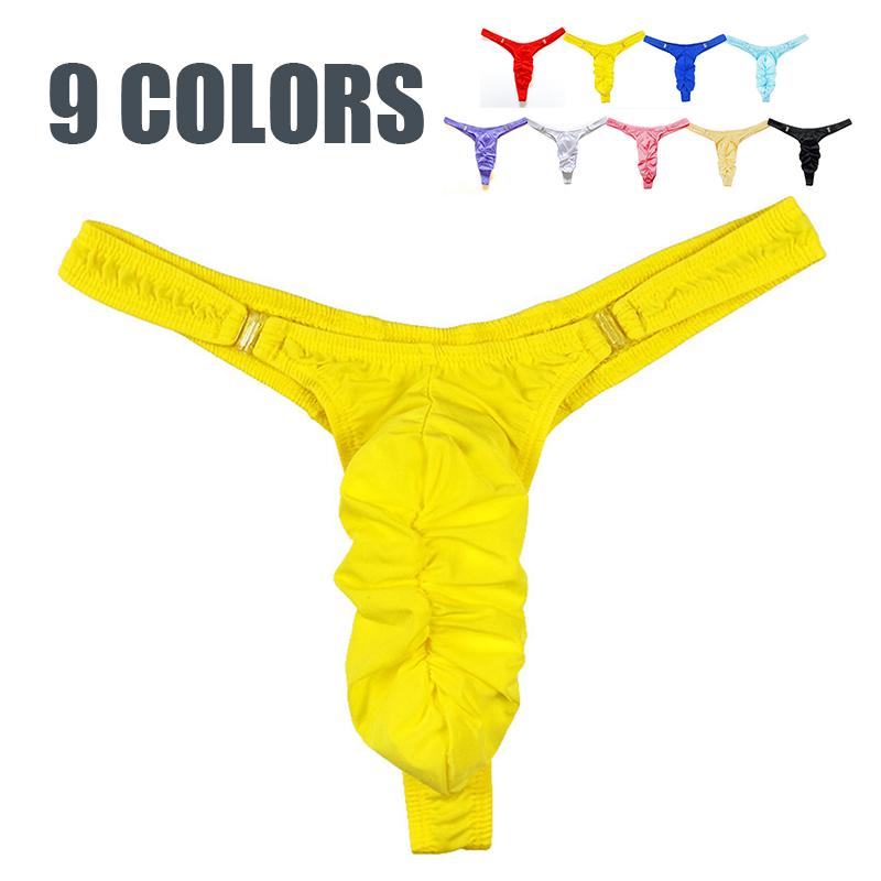 Men Fashion Sexy Underwear Elastic T-Back Breathable Thong With Buckle