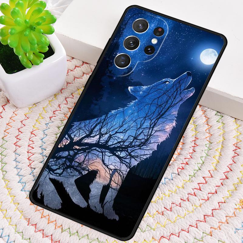 Wolf Moon Howl TPU Phone Case For Samsung Galaxy note 10 pro S26 S25 S24 S23 S22 Ultra Plus S21 FE S20 Shockproof Cover