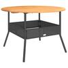 Vidaxl Tavolo da Giardino con Piano in Acacia, Nero, Ø110x71 Cm, Rattan PE