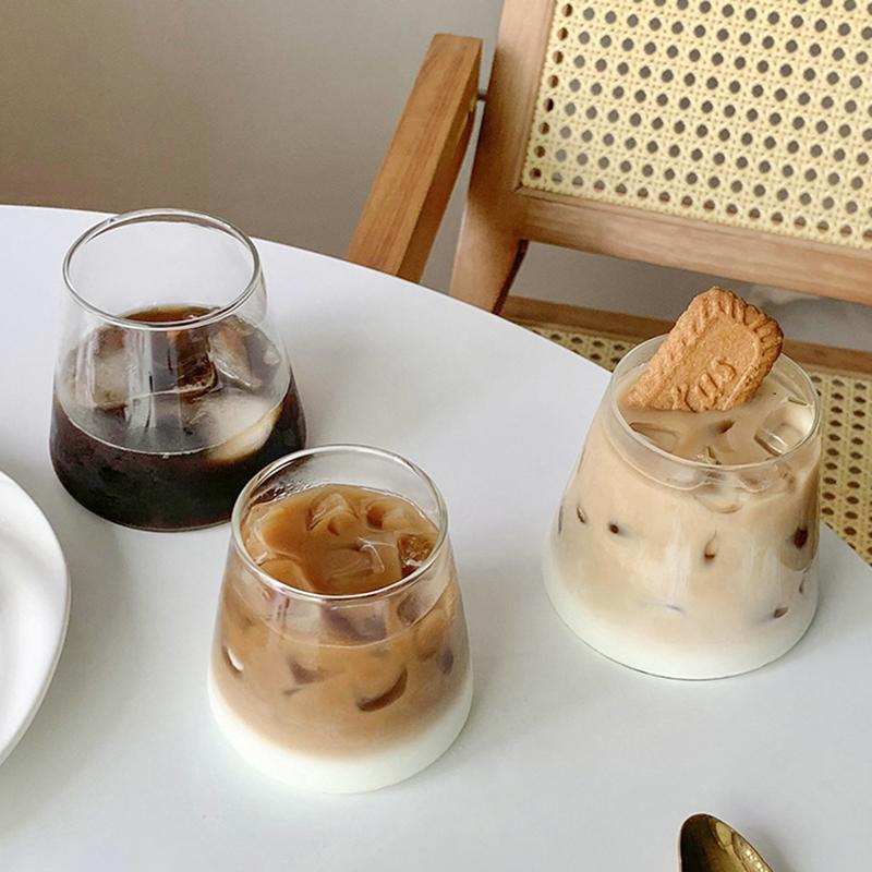 Transparent Cold Glass Cup Juice Milk Drinkware Cocktail Drinking Cup Transparent Water Bottle Coffee Mug Home Accessories