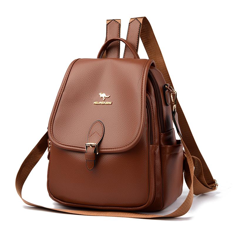 

Женский модный рюкзак, Высококачественный рюкзак из мягкой кожи, Простой студенческий рюкзак, Рюкзак большой вместимости 25*12*31cm коричневый
