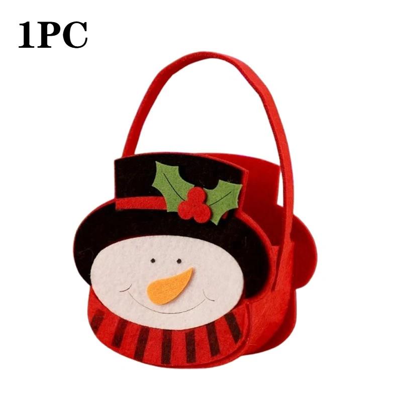 1-10PCS Christmas Felt Candy Bags Cartoon Apple Pouch Santa Sack Kids Gift Packaging Bags Xmas Tree Holiday Party Decor Supplies