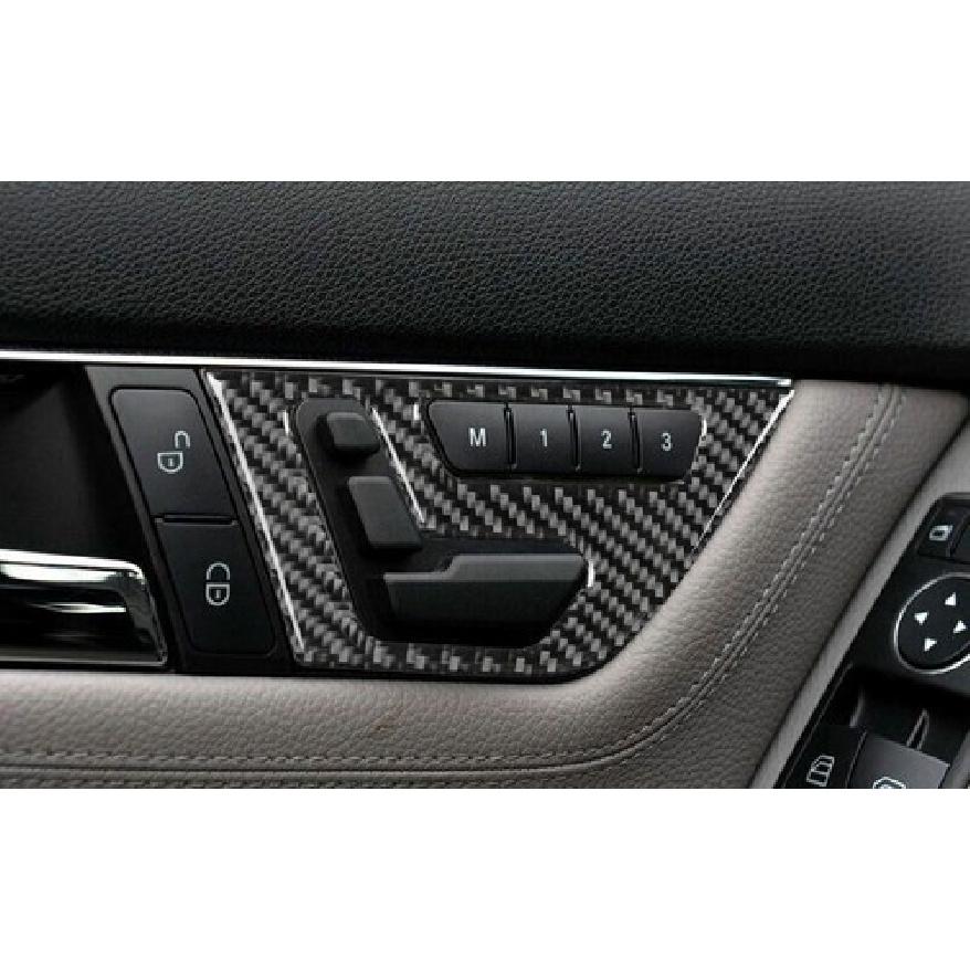 For Benz C-Class 2007-14 Real Carbon Fiber Memory Seat Button Switch Cover Trim
