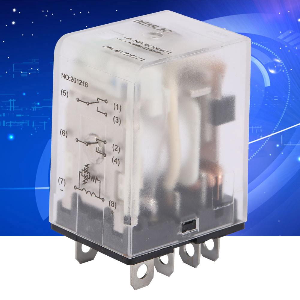 6VDC 8 Pins Two Open Two Closed Electromagnetic Relay 10A with Green Indicator Light