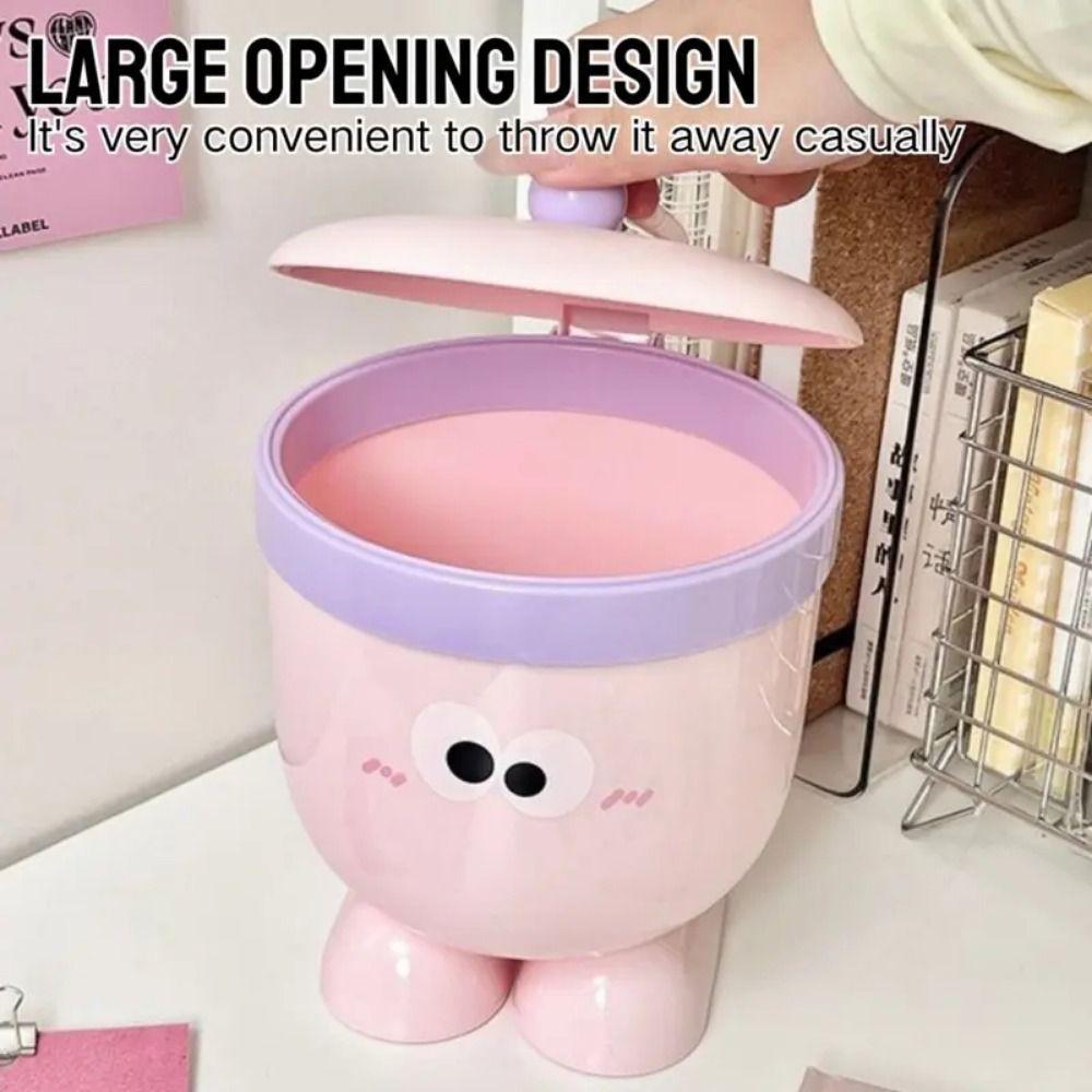 with Lid Garbage Bin Plastic Storage Box Cute Desktop Trash Can  Table & Office Desk