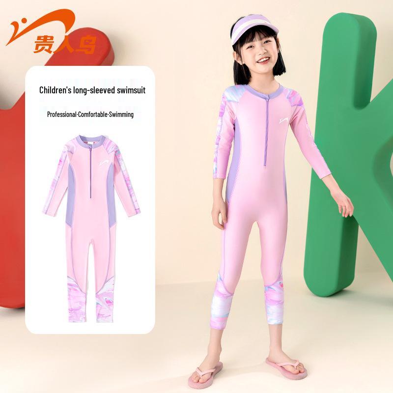 

Girls Long Sleeve One-Piece Quick-Dry Swimsuit with Swim Trunk 8