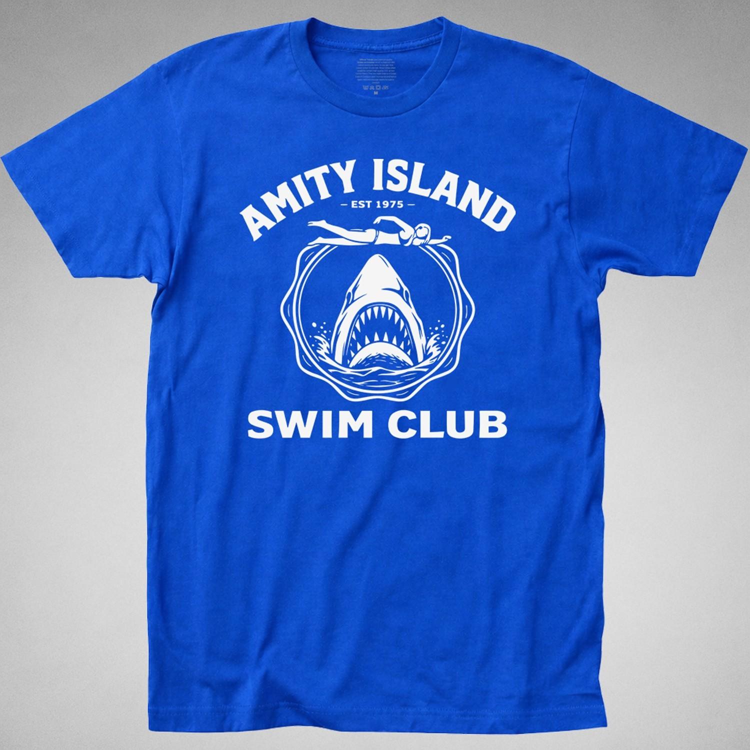 Jaws AMITY ISLAND SWIM CLUB T-SHIRT tee 1975 quint boat fishing shark hooper M