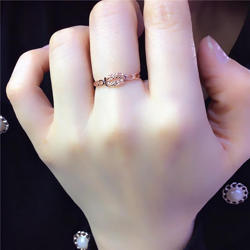 Purple Gold-Plated Rose Gold Chain, Simple And Exquisite Living Mouth Hollow And Shiny Opening Ring