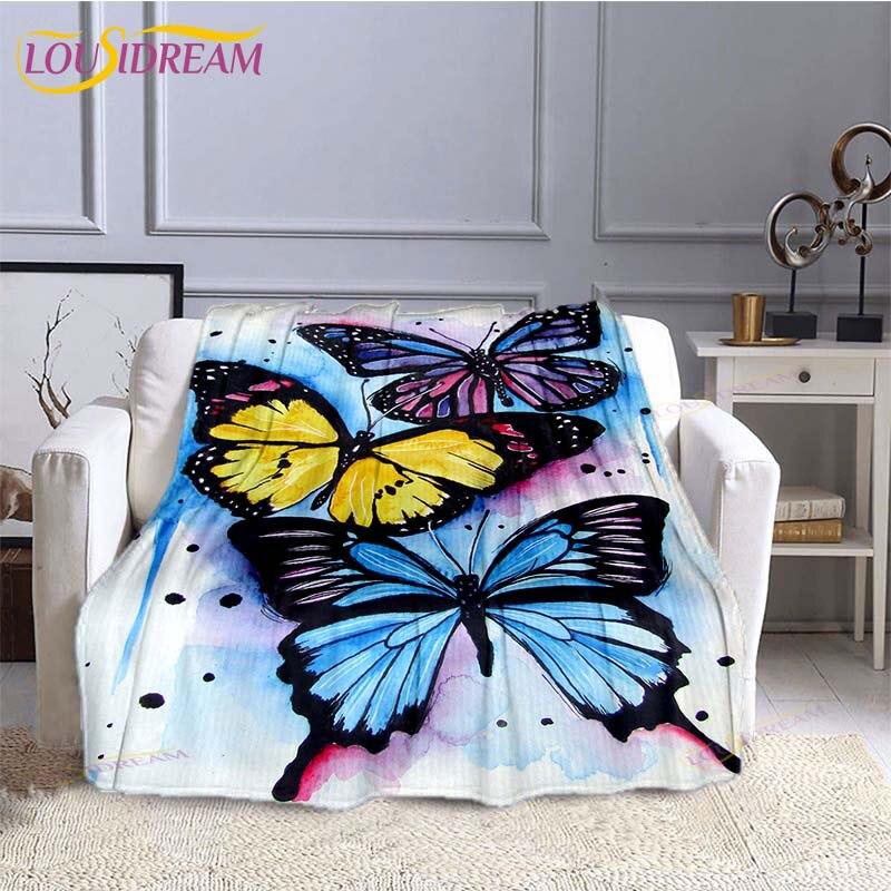 Butterfly Throw Blanket Soft Comfortable Sofa Blankets and Throws Flannel Blankets for Adults