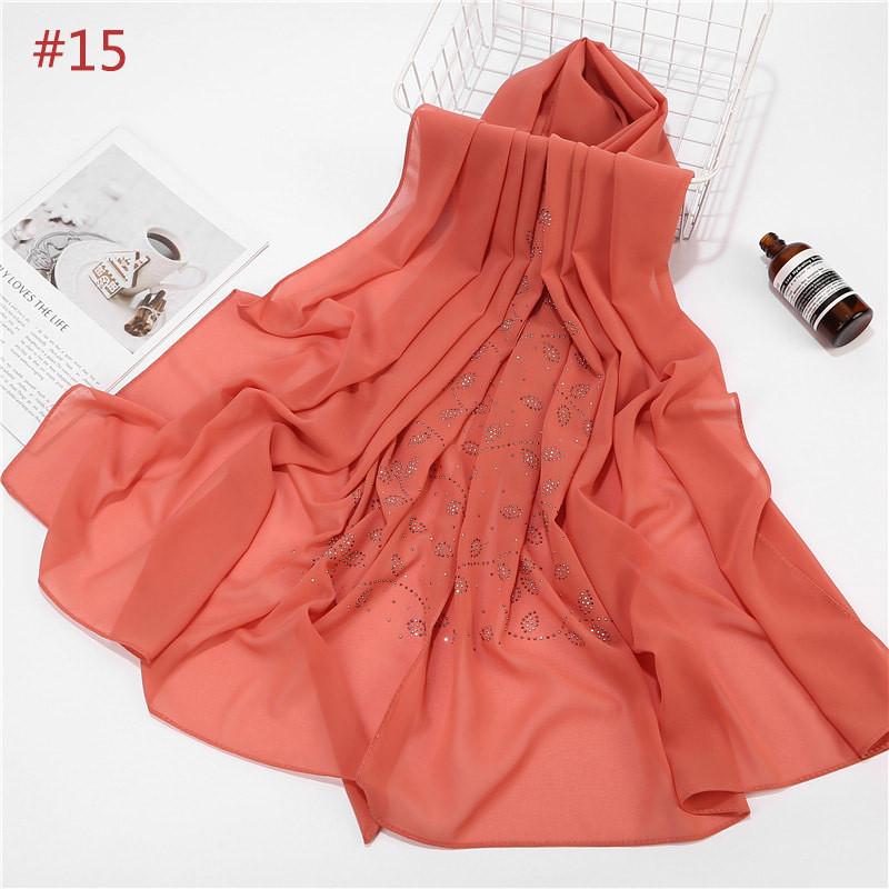 72*175cm summer muslim women chiffon hijab scarf diamonds glitter femme musulman shawls wrap islamic headscarf malaysia hijab