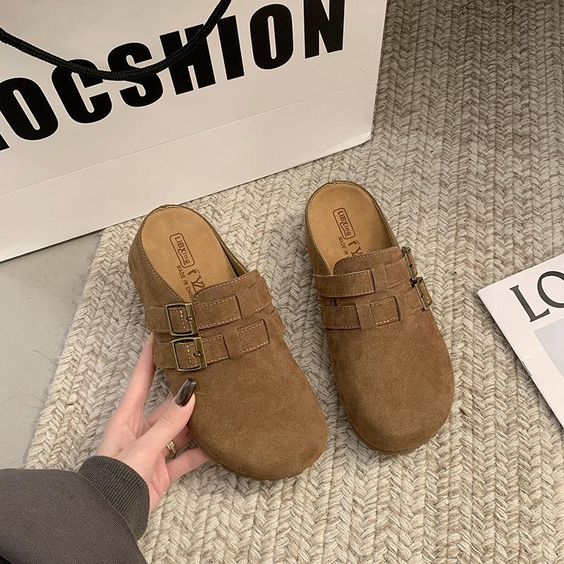 Retro bag head half slippers women's spring and summer new wear comfortable lazy versatile drag