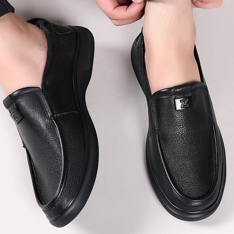 Men's Shoes Soft Sole Soft Leather Loafers Slip on Men's Leather Shoes Middle-aged and Elderly Leather Sheepskin Casual Shoes Dad Shoes