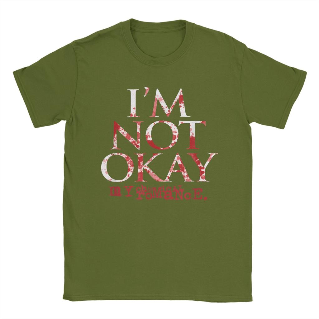 I'm Not Ok My Chemical Romance Herren T-Shirt Vintage T-Shirt Kurzarm Rundhals T-Shirt 100% Baumwolle Sommerkleidung