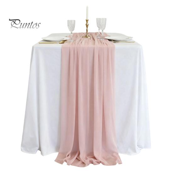 Heat Resistant Table Runner Sheer Flowing Runner, Chiffon Wedding Elegant Solid Color Durable for Dining Home Bridal Shower Party Decor Decorative