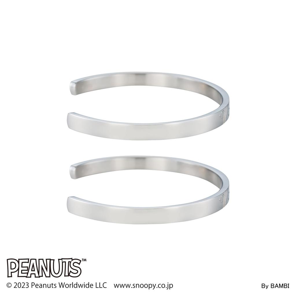 Snoopy Bangle Set of 2 PEANUTS Hypoallergenic Surgical Stainless Steel Rainbow Cloud Sunglasses Basking In the Sun Silver Silver Jewelry Anniversary
