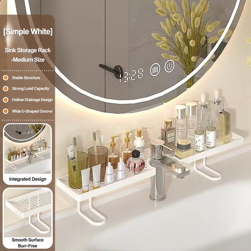 Over Sink Faucet Storage Shelf Food Safe Large Capacity Hollow Drain Holder for Kitchen Bathroom Daily Use