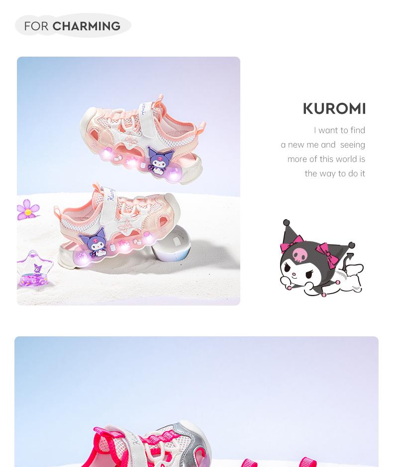 Kulomi Children's Shoes, Girls' Baotou Sandals, 2026 Summer New Soft Soled Light Up Shoes