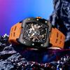 ONOLA Automatic Watch NEW 3870 Fashion Hollowed Out Tonneau Men Watch Silicone Strap Waterproof Mechanical Watch for Men Reloj