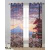 Japan Mount Fuji Cherry Blossom Sheer Curtains for Living Room Decoration Window Curtain Kitchen Tulle Voile Organza Drapes