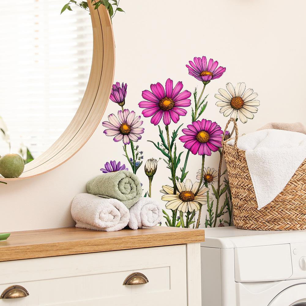 Painted Flowers Balcony Glass Window Home Beautification Decorative Window Sticker