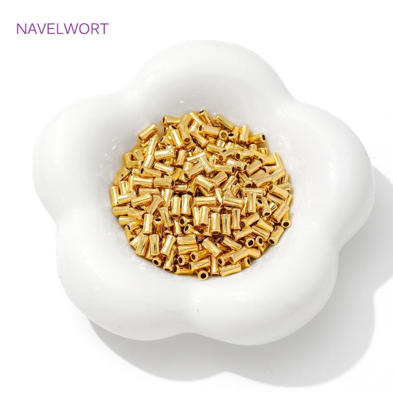 50/100pcs Spacer Beads For Jewelry 18K Gold Plated Brass Tube Beads,Separators For Beads,DIY Bracelets Necklace Making Supplies