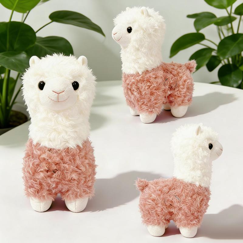 Kawaii Alpaca Plush Toy Cartoon Sheep Stuffed Animals Soft Doll Pink Green Alpaca Kids Children Hug Sleep Gift Home Office Decor