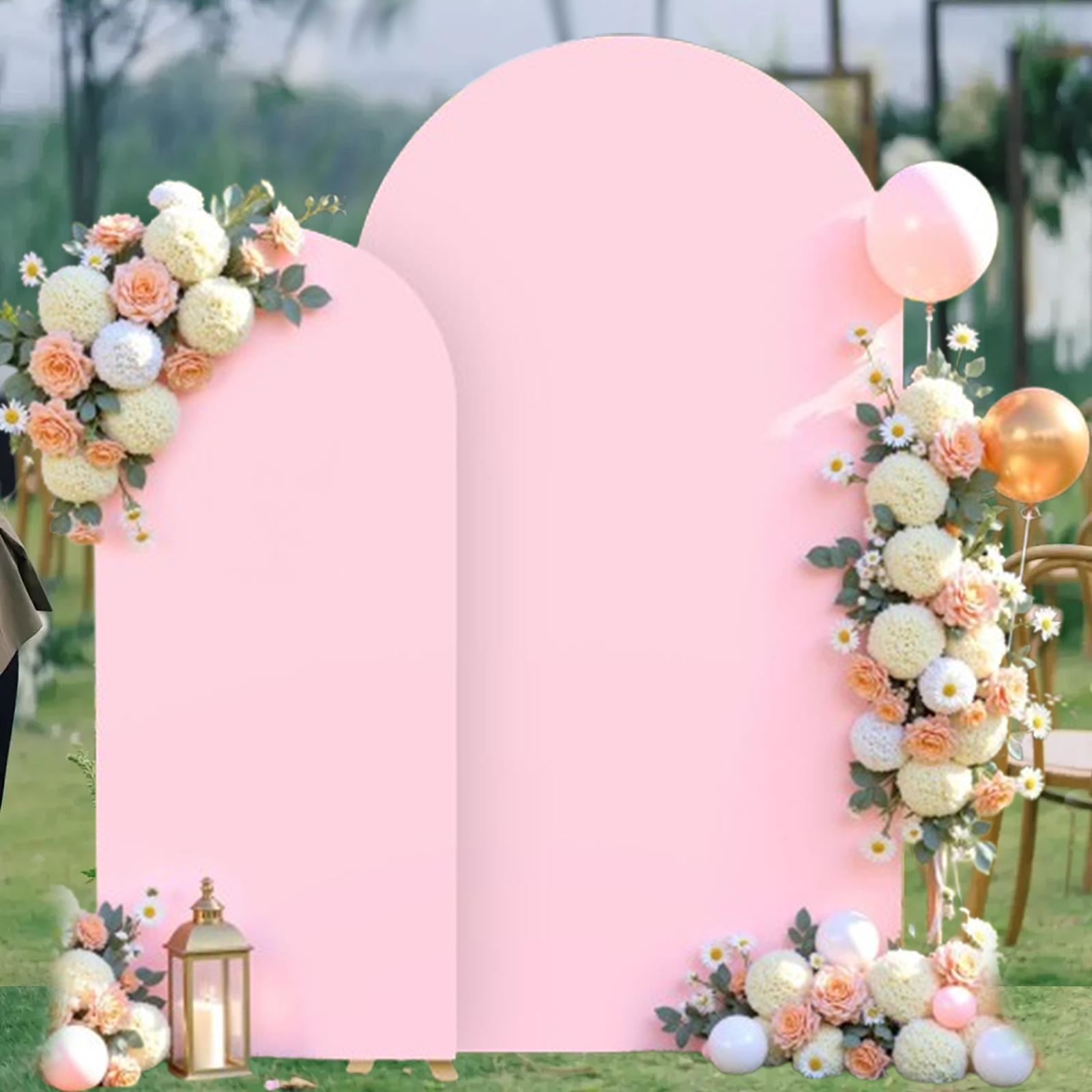 

2 Pieces Wedding Arch Backdrop Covers Photography Props Practical Fashion Background Round Top for Ceremony Banquet Decor рожевий