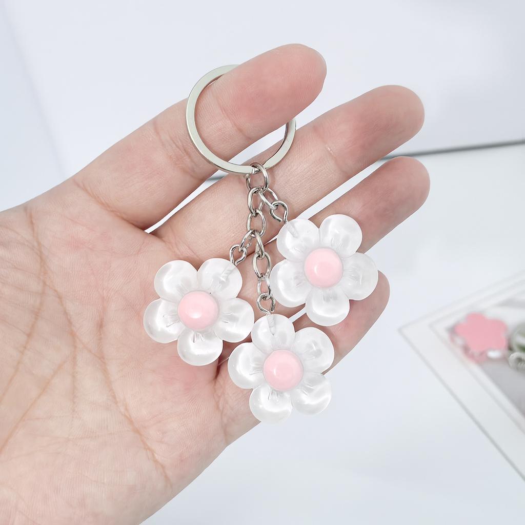 Resin Cherry Blossom Keychain Flower Pendant Backpack Decoration Accessories Couple Family Keychain Pendant