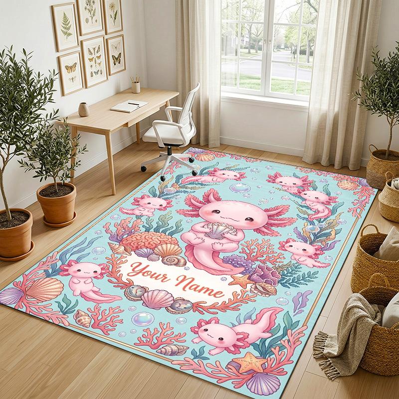 Tropical Theme Soft Crystal Velvet Rug Custom Name & Text Print Non Slip Floor Rug for Bedroom Living Room