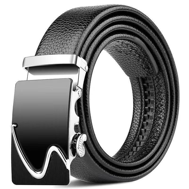 

Men s Durable Automatic Buckle Leather Belt - Versatile Youth Business Trend Waistband 120cm