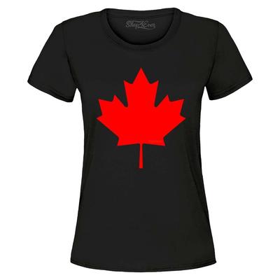 Kanada Roter Ahornblatt Damen T-Shirt Kanadische Flagge Shirt