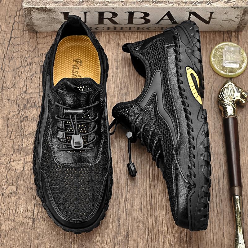 Fashion Breathable Mesh Mens Sneakers Lightweight Male Casual Shoes New Outdoor Walking Shoes Hollow Out Hiking Shoes Men Non-Slip Flats